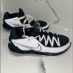 Nike Mens Lebron 17 Low Basketball Shoes CD5007-101 Metallic Gold White 8 US